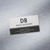 Carte De Visite Magnétique Monogramme en cuir blanc Faux élégant (In Situ)