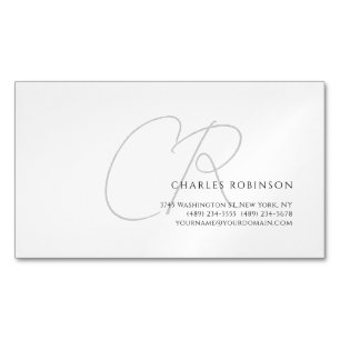 Carte De Visite Magnétique Monogramme minimaliste moderne personnalisable mod