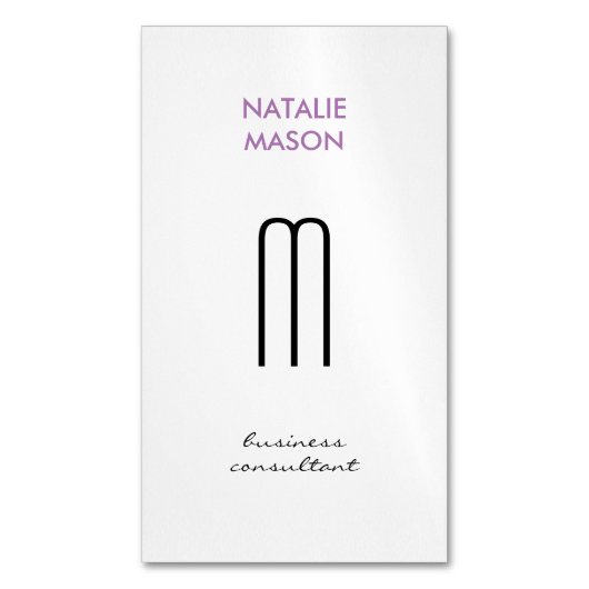 Carte De Visite Magnétique Monogramme moderne lisse et mince 2 (devant Vertical)