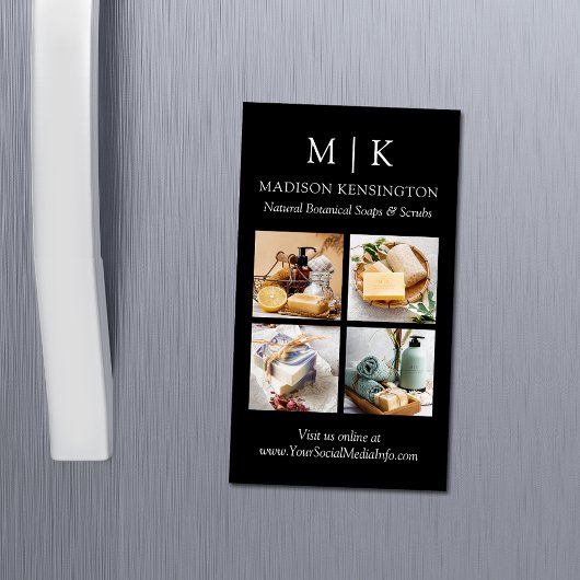 Carte De Visite Magnétique Monogramme ou ajouter logo 4 photos