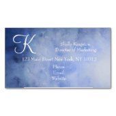 Carte De Visite Magnétique Monogramme Personnalisé Bleu et Blanc (devant)