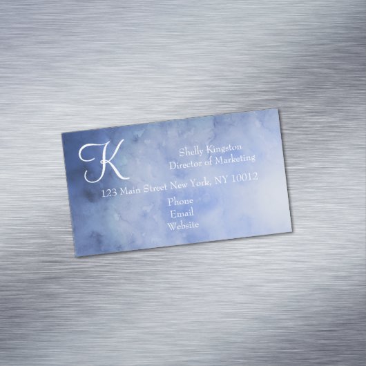Carte De Visite Magnétique Monogramme Personnalisé Bleu et Blanc (In Situ)