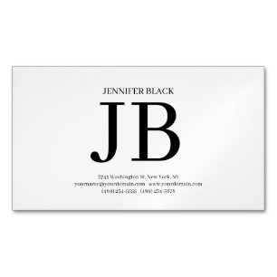 Carte De Visite Magnétique Monogramme Professionnel Luxe Épais Noir Blanc