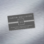 Carte De Visite Magnétique Monogramme professionnel moderne classique | gris (In Situ)