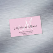 Carte De Visite Magnétique Monogramme Professionnel Moderne Élégant rose (In Situ)