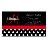 Monogramme rouge noir blanc Polka point