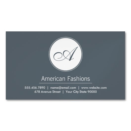 Carte De Visite Magnétique Monogramme | Script (devant)