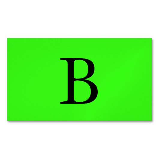 Carte De Visite Magnétique Monogrammes Initiales Cool vert néon brillant et c (devant)