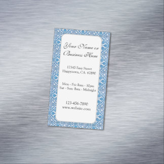 Carte De Visite Magnétique Motif de carrelage vintage bleu blanc personnalisé