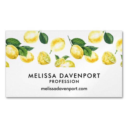 Carte De Visite Magnétique Motif de fruits aux citrons jaunes (devant)