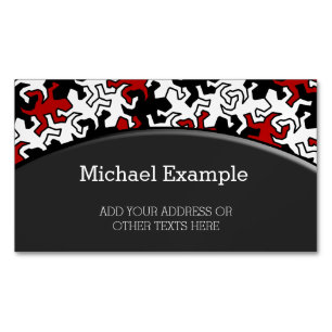 Carte De Visite Magnétique Motif Mosaic Geckos - rouge noir blanc