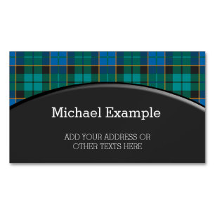 Carte De Visite Magnétique Motif Tartan plaids - bleu traditionnel vert