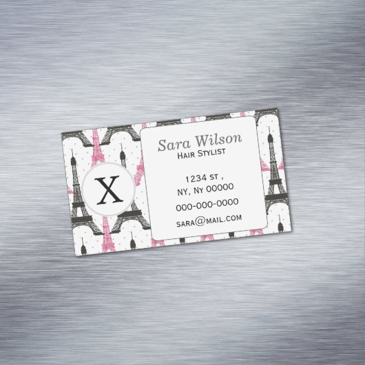 Carte De Visite Magnétique Motif Tour Eiffel rose chic (In Situ)