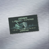 Carte De Visite Magnétique Motondeuse à gazon vert profond moderne (In Situ)