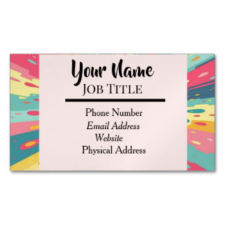 Carte de visite magnétique multicolore éclaboussée