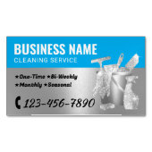 Carte De Visite Magnétique Nettoyage de la maison Blue & Silver (devant)