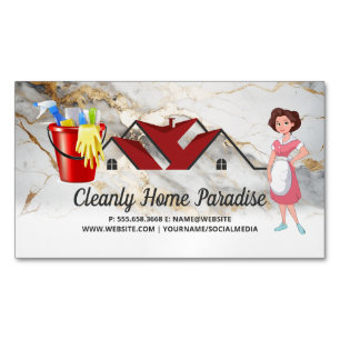 Carte De Visite Magnétique Nettoyage de la maison   Janitorial   Hotel Worker