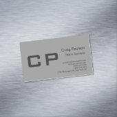 Carte De Visite Magnétique Nettoyer Monogramme gris simple Moderne (In Situ)