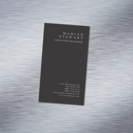 Carte De Visite Magnétique Night Black Minimalist Elegant Modern Plain (In Situ)