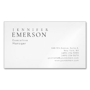 Carte De Visite Magnétique Noir blanc minimaliste moderne simple