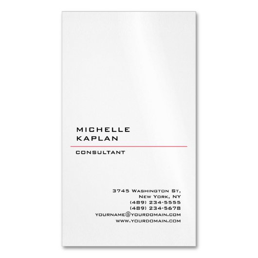 Carte De Visite Magnétique Noir & Blanc Moderne Professionnel Exclusif (devant Vertical)