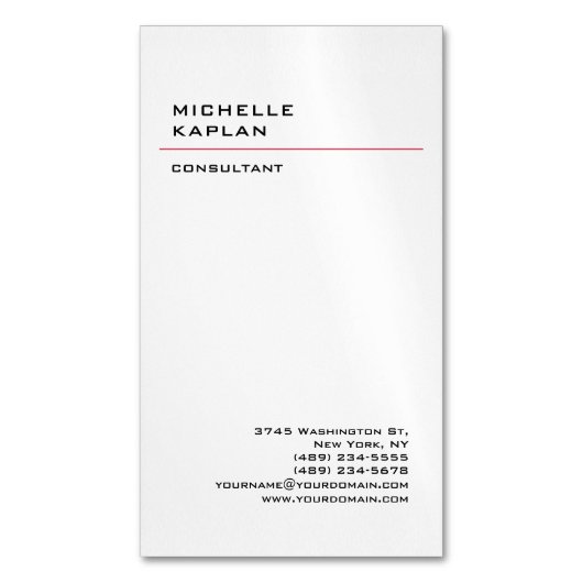 Carte De Visite Magnétique Noir & Blanc Moderne Professionnel Exclusif (devant Vertical)