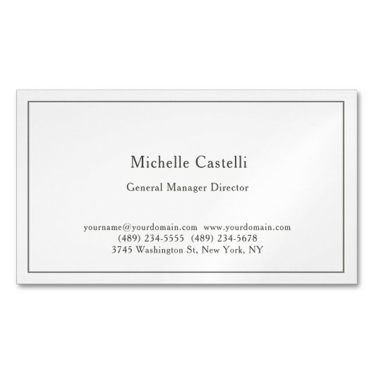 Carte De Visite Magnétique Noir Blanc Professionnel Unique Classique Simple (devant)