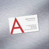 Carte De Visite Magnétique Noir Blanc Rouge Monogramme Lettre initiale (In Situ)