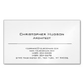 Carte De Visite Magnétique Noir Blanc Simple Plain Architect (devant)