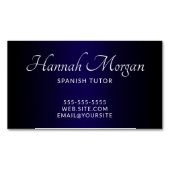 Carte De Visite Magnétique Noir bleu foncé Ombre élégant Script (devant)