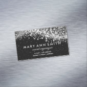 Carte De Visite Magnétique Noir de scintillement argenté professionnel (In Situ)