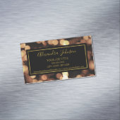 Carte De Visite Magnétique Noir et or avec Bokeh Lights Moderne (In Situ)