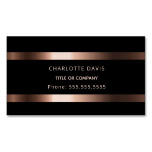 Carte De Visite Magnétique Noir rose or monogramme minimaliste élégant