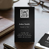 Carte De Visite Magnétique Noir simple et élégant - Code QR professionnel