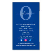Carte De Visite Magnétique Nom de script de monogramme vertical bleu blanc gi (devant Vertical)