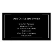 Carte De Visite Magnétique Notre bureau a déménagé noir et blanc Faire-part (devant)