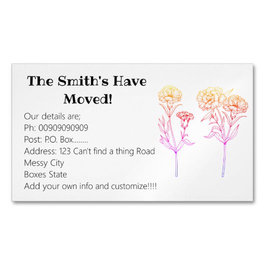 Carte De Visite Magnétique Nouveautés Carnation (devant)