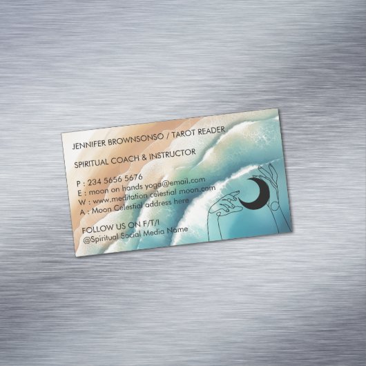 Carte De Visite Magnétique Ocean Beach Yoga Reiki Main Céleste (In Situ)