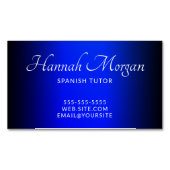 Carte De Visite Magnétique Ombre noir et saphir bleu élégant (devant)