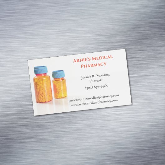 Carte De Visite Magnétique Orange Blue Pill Bouteilles Pharmacy (In Situ)