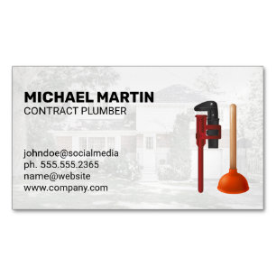 Carte De Visite Magnétique Outils de plomberie   Résidentiel   Travail de col