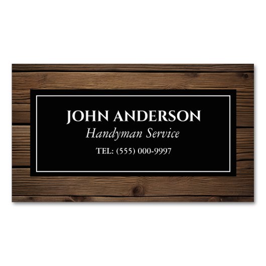 Carte De Visite Magnétique outils de travail du bois charpentier Handyman Bus (devant)