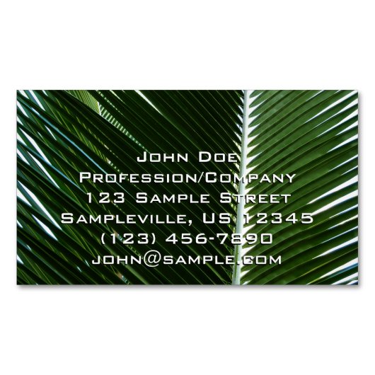 Carte De Visite Magnétique Overlapping Palm Fronds Tropical Green Abstract (devant)