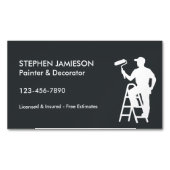 Carte De Visite Magnétique Painter & Decorator Painting Services Grey White (devant)