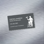 Carte De Visite Magnétique Painter & Decorator Painting Services Grey White (In Situ)