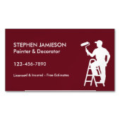 Carte De Visite Magnétique Painter & Decorator Painting Services Red White (devant)