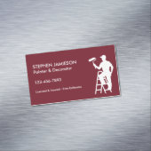 Carte De Visite Magnétique Painter & Decorator Painting Services Red White (In Situ)