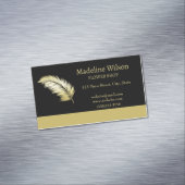 Carte De Visite Magnétique Palme de fleurs dorées Feuilles sur noir (In Situ)