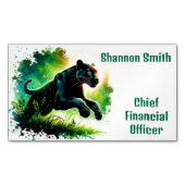 Carte De Visite Magnétique Panthère noire : Environnement en vert | (devant)