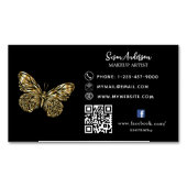 Carte De Visite Magnétique Papillon noir QR code Facebook (devant)